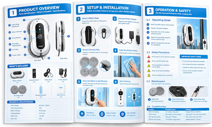 create product instruction manual and illustrated assembly instructions