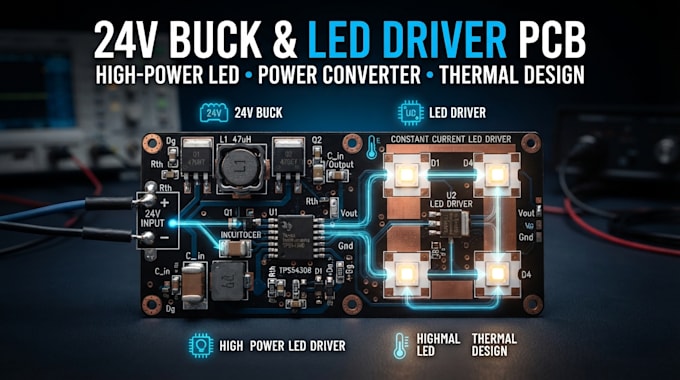 design 24v buck converter pcb layout, led driver and high power led emitter pcb