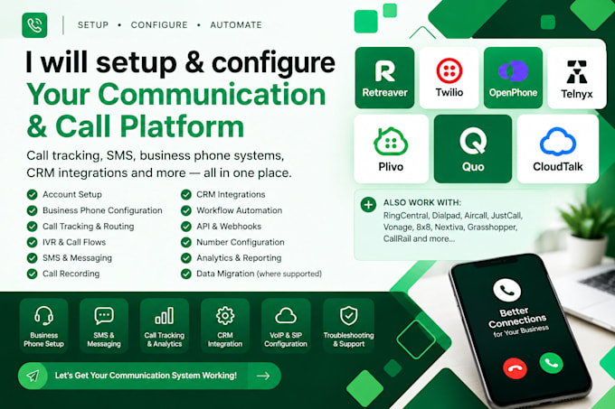 setup retreaver twillo openphone telnyx pilvo quo and cloudtalk