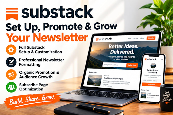 setup substack, organic substack promotion and newsletter subscribe