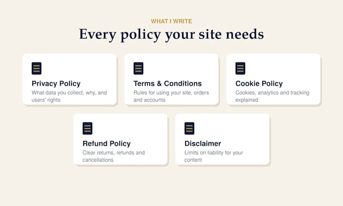 write your privacy policy and terms and conditions
