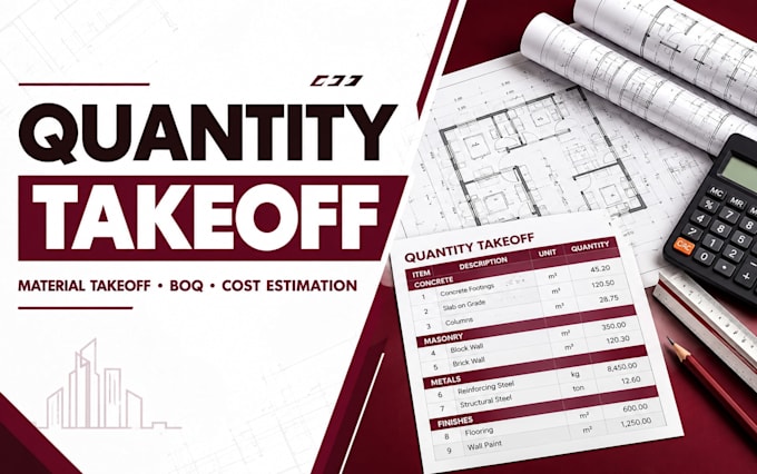 do quantity takeoff and material takeoff for construction estimation project