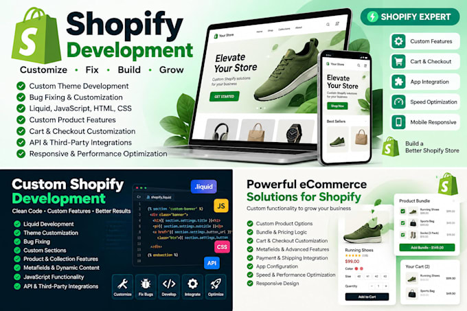 customize shopify store, fix bugs and develop custom features