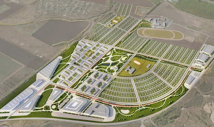 plan 2d site layout, commercial development, real estate plot, landscape map