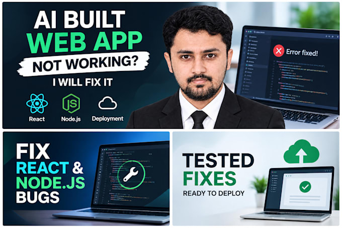 fix bugs and deploy your ai built react or node js web app