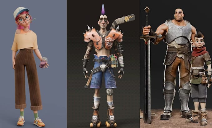 do 3d stylized character realistic 3d game character model for unity unreal game