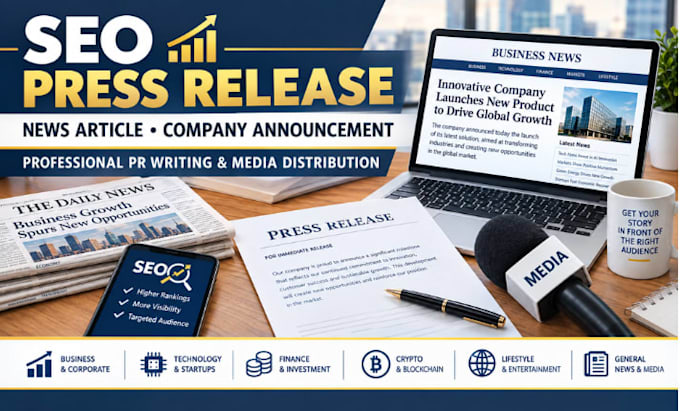 write SEO press release, news article and company announcement