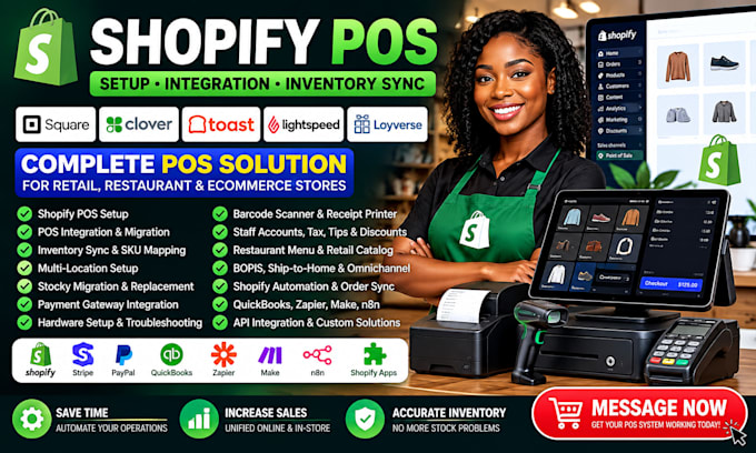 setup fix shopify pos system square pos toast clover pos retail pos integration