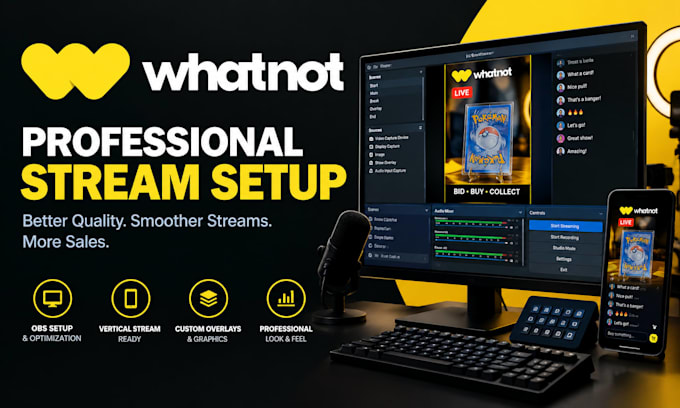 setup whatnot vertical streams for auctions and obs studio setup for streaming