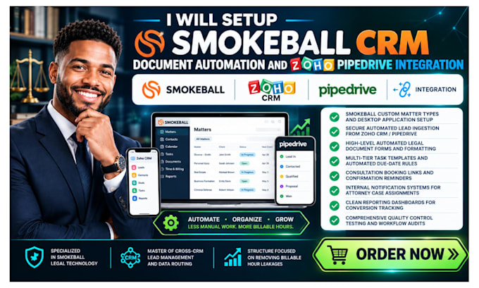 setup smokeball crm document automation and zoho pipedrive integration