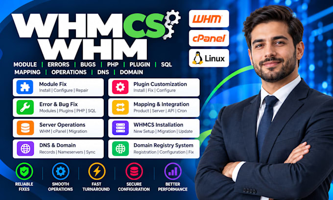 fix whmcs whm module errors bugs PHP plugin sql mapping operations dns domain
