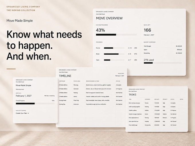 create a personalized moving plan and tracking spreadsheet