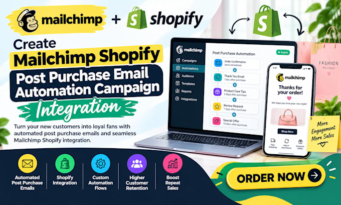 create mailchimp shopify post purchase email automation campaign integration