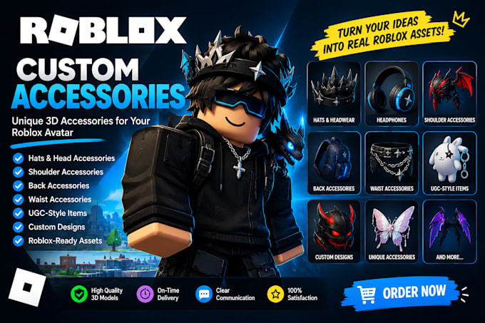 create custom roblox accessories, ugc items and 3d wearable