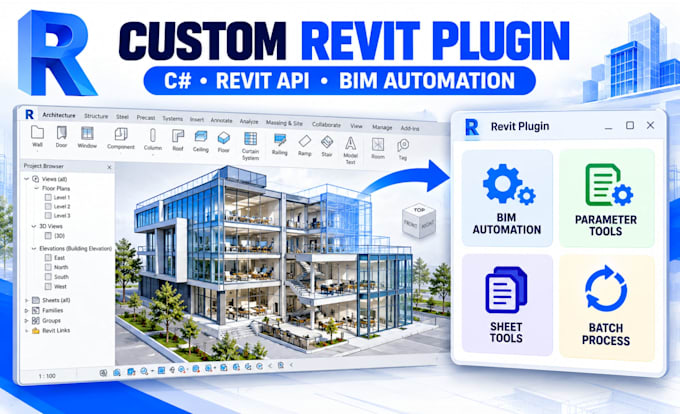 build custom revit plugin, addin, bim automation tools using csharp or revit API