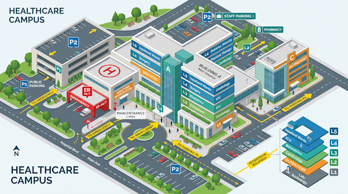 create custom wayfinding maps or hotels hospitals, campuses and venues