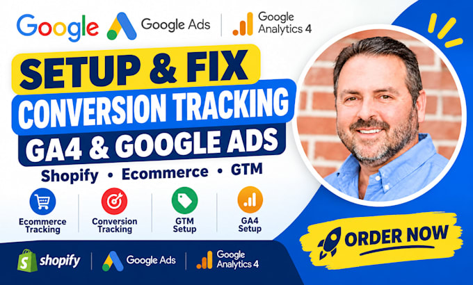 setup google ads shopify conversion tracking, ga4 ecommerce tracking analytics 4
