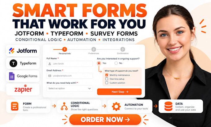 build jotform typeform survey form with conditional logic automation calculation