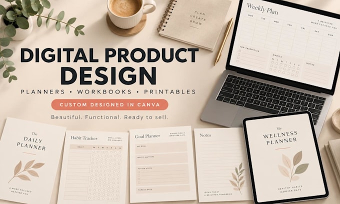 design a beautiful digital planner workbook or printable in canva