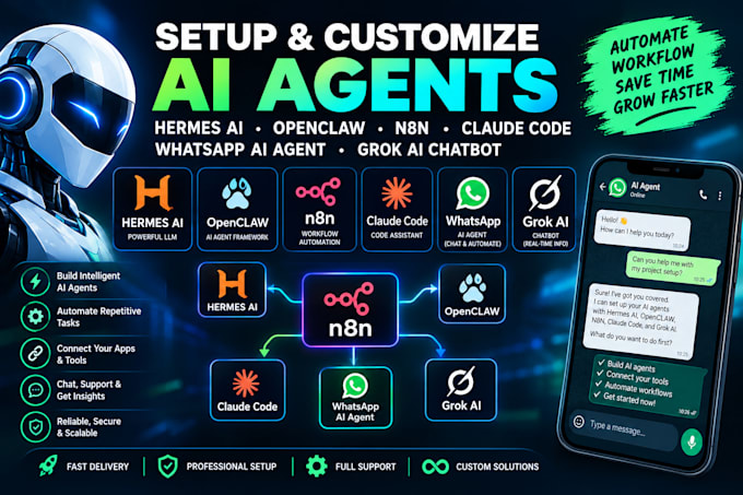 setup hermes ai openclaw n8n claude code whatsapp ai agent grok ai chatbot