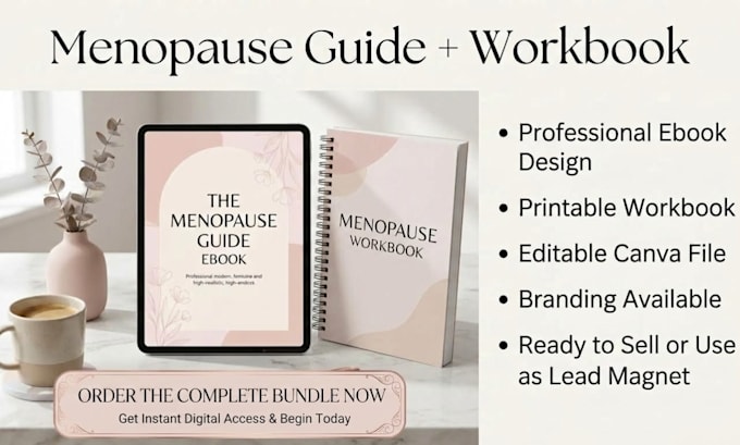 create a professional menopause,perimenopause guide ebook and workbook