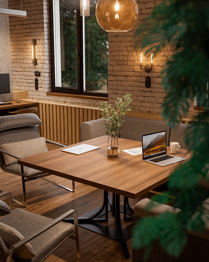 design co working interior, floor plan design,3d workspace visualization