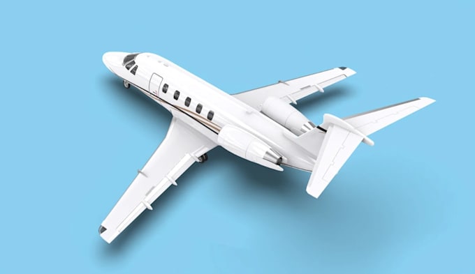 recreate airplane 3d model from photo, realistic private jet render,boeing plane