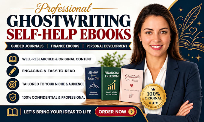 ghostwrite self help ebook, guided journal, finance, personal development ebook