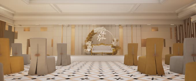 design commercial event hall interior layout 3d architectural render panoramic