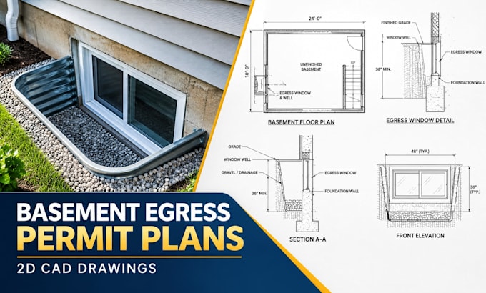 create basement egress window permit plans and drawings
