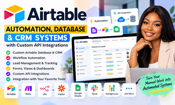 build airtable automation, database and CRM systems with custom API integrations