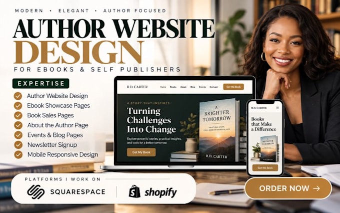 design squarespace e book website author website self publisher website