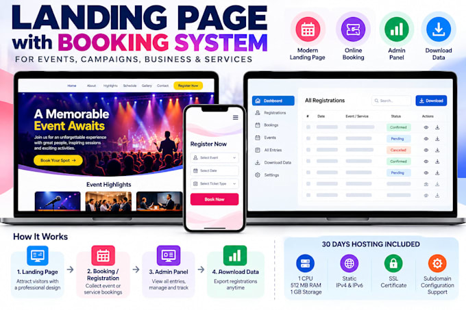 build marketing and event website with booking