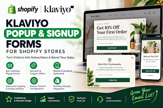 create klaviyo popup forms and signup forms for shopify