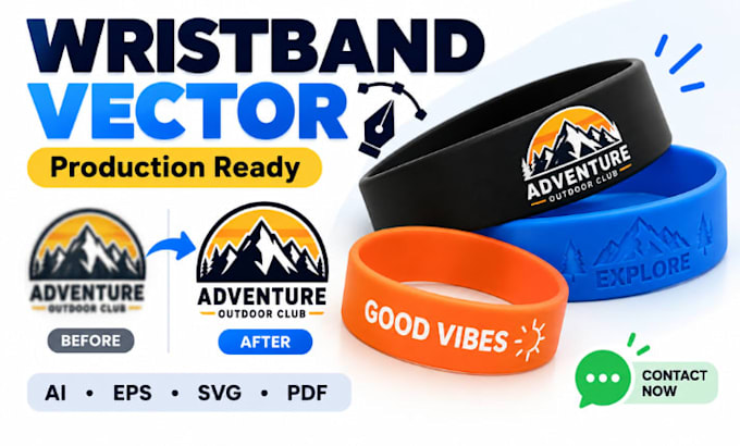 convert event wristband logo silicone bracelet into production ready vector file