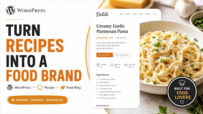 build recipe website, food blog or cooking website with wordpress