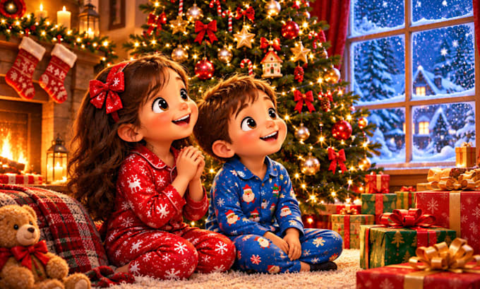 illustrate christmas children story book illustration