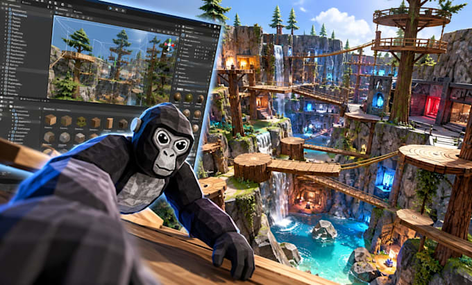 create a custom gorilla tag fan game map in unity VR