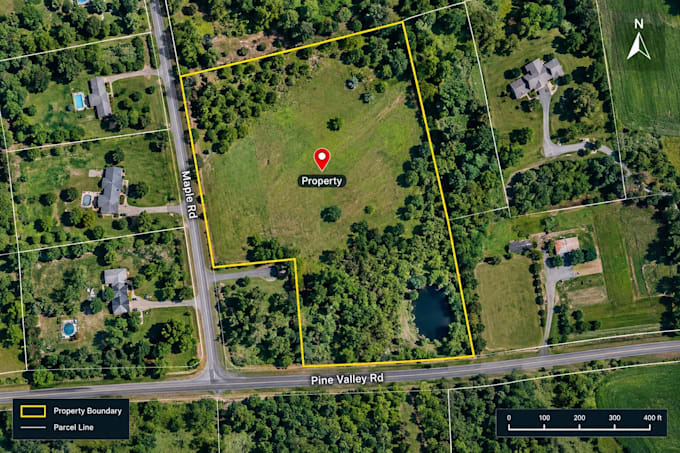 create property map, real estate location, land and aerial map