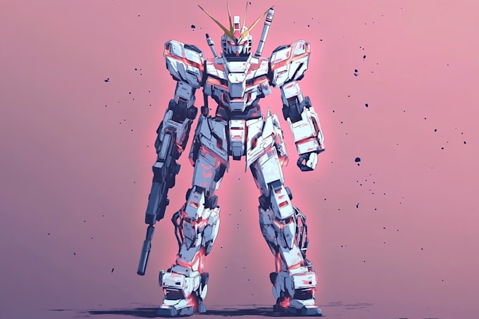 make gundam character illustration and robot art