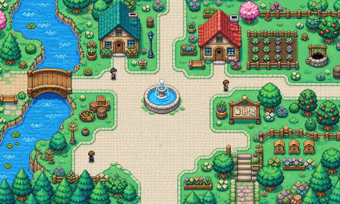do pixel art tileset character sprite sheet rpg maker game art pixel animation