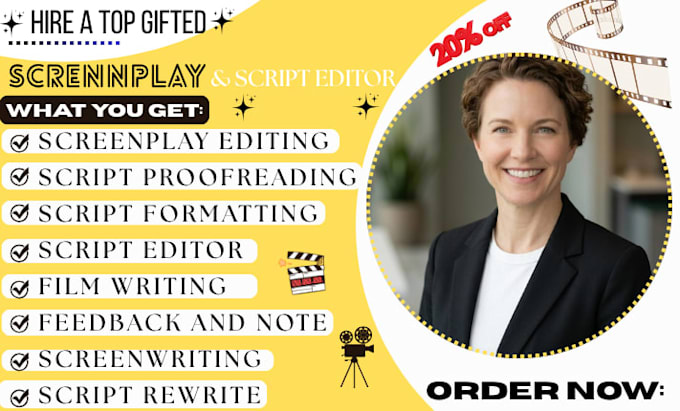edit and proofread your screenplay movie script or film script