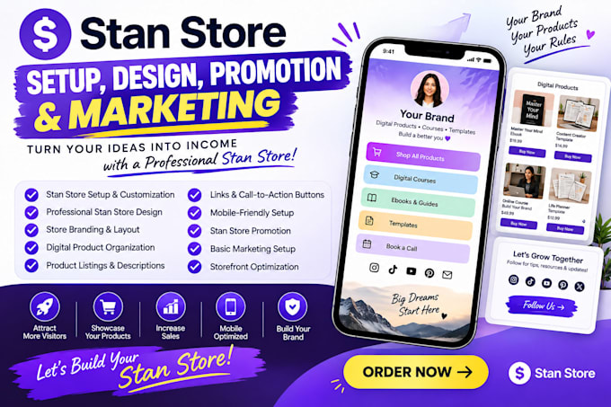 do stan store setup stan store design  stan store promotion stan store marketing