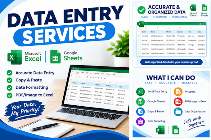 do accurate data entry, excel and google sheets work