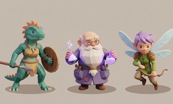 create 3d low poly character ps1 psx n64 retro game model with rig animation