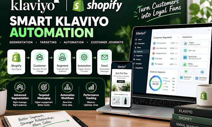 set up klaviyo automation, segmentation and email marketing
