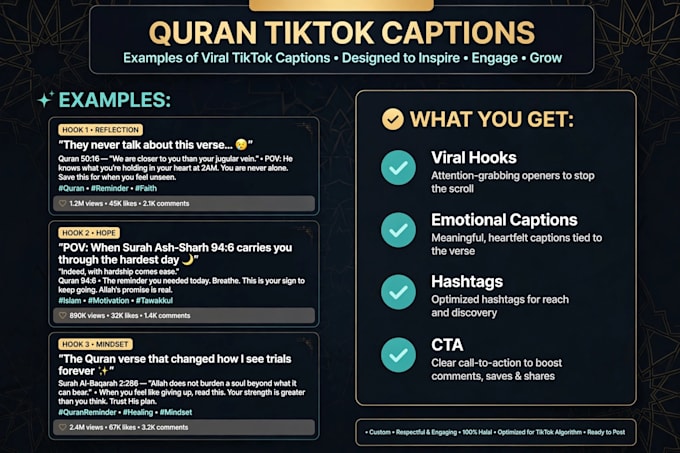 viral quran tiktok caption and islamic hooks