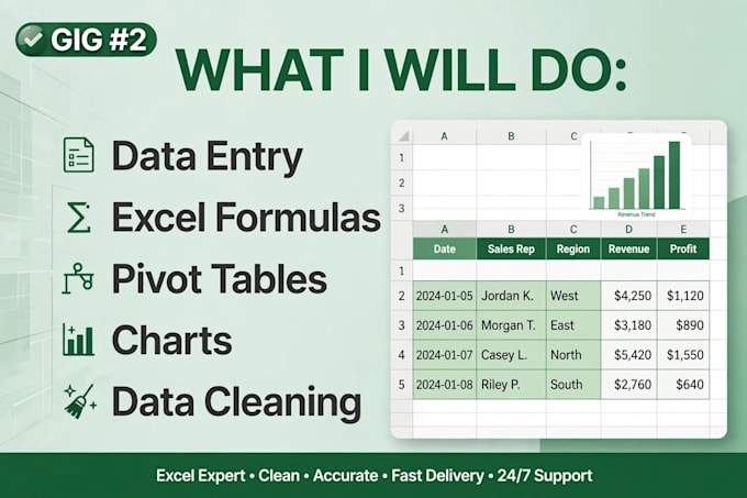 do data entry, excel work and bookkeeping accounting