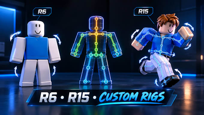 create custom roblox character models, rigging and animation r6 r15