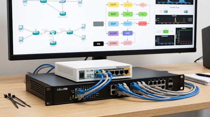 do professional network setup cisco switches and mikrotik router configuration